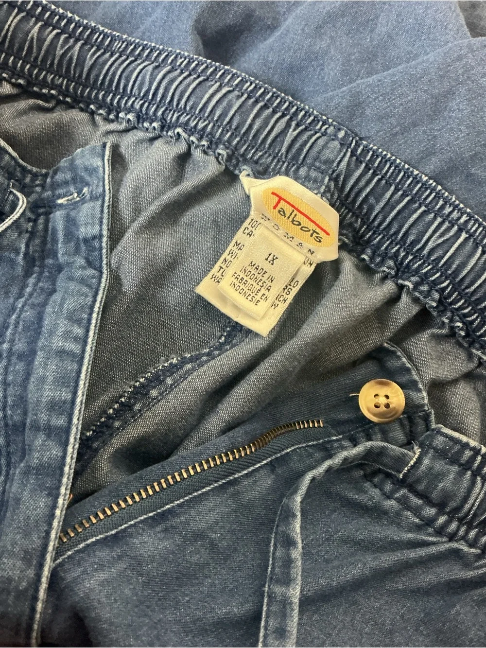 Vtg 90s Talbots Denim Mom Shorts Size 1X Blue Cottagecore Grandma Plus